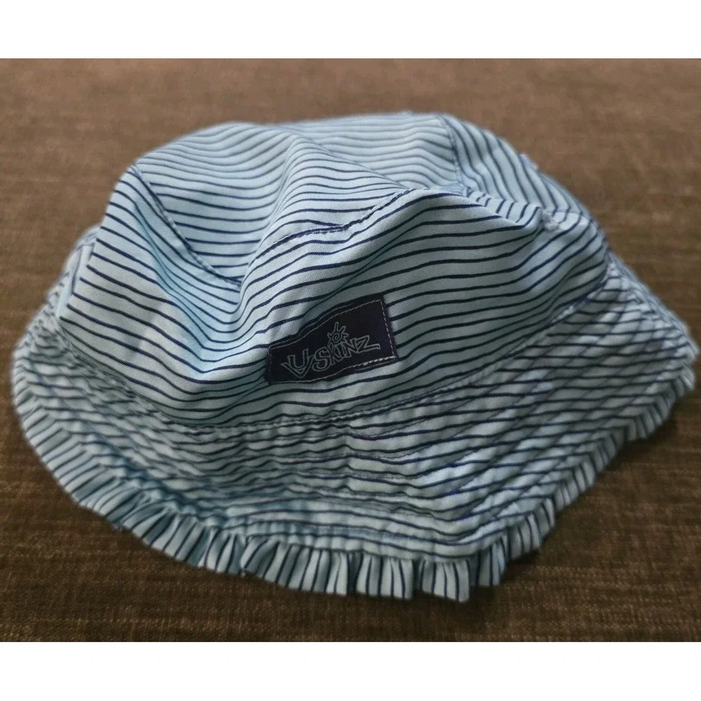 uv skinz 3t blue multi color pineapple stripe reversible sun bucket hat upf 50